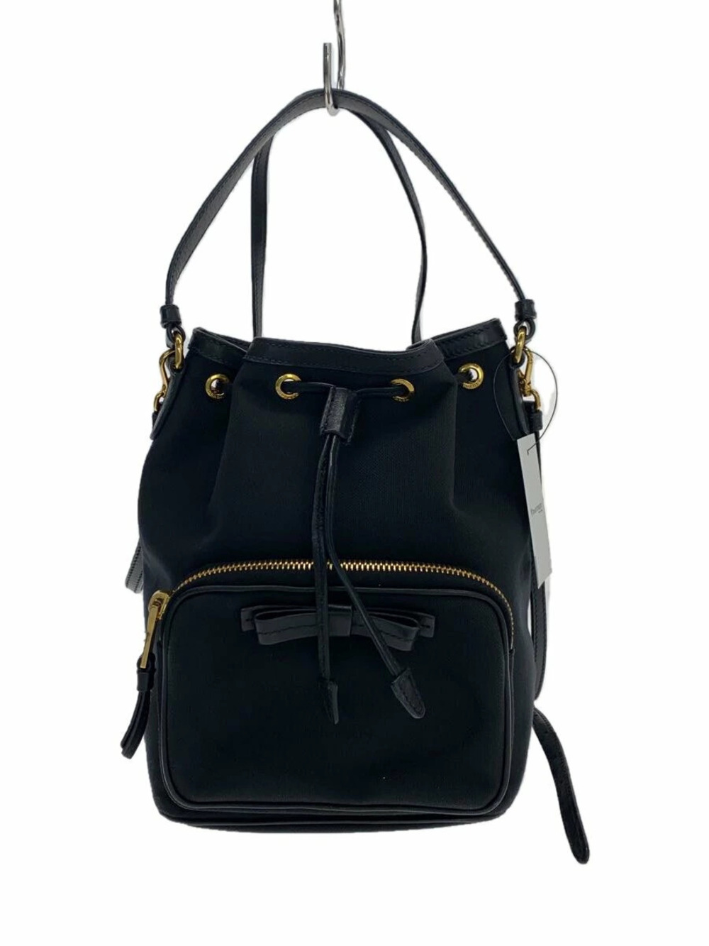 Prada Shoulder Bag Canvas Black Jacquard